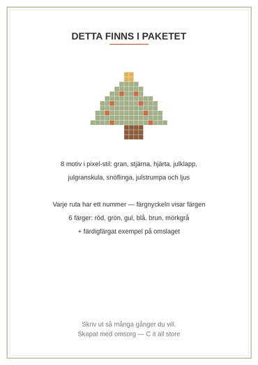 Färglägg efter nummer — Jul vol. 1: 8 pixel-motiv (printbar PDF)