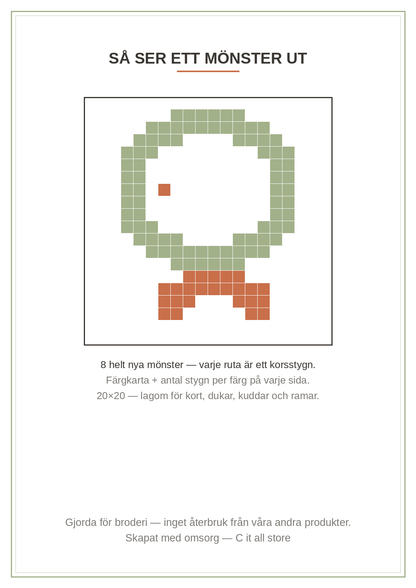 Korsstygnspaket Jul vol. 1 — 8 julmönster att brodera (printbar PDF)