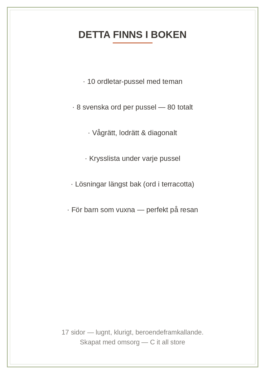 Ordletar-boken vol. 1 — 10 teman, 80 svenska ord att hitta + lösningar (printbar PDF)