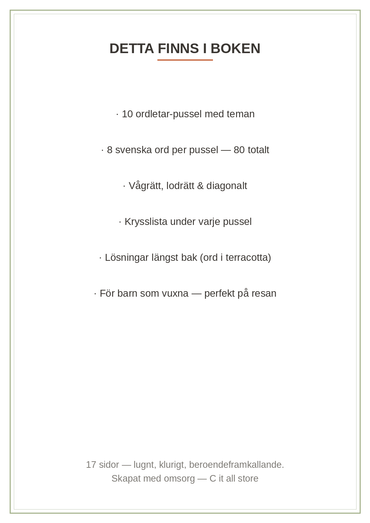 Ordletar-boken vol. 1 — 10 teman, 80 svenska ord att hitta + lösningar (printbar PDF)