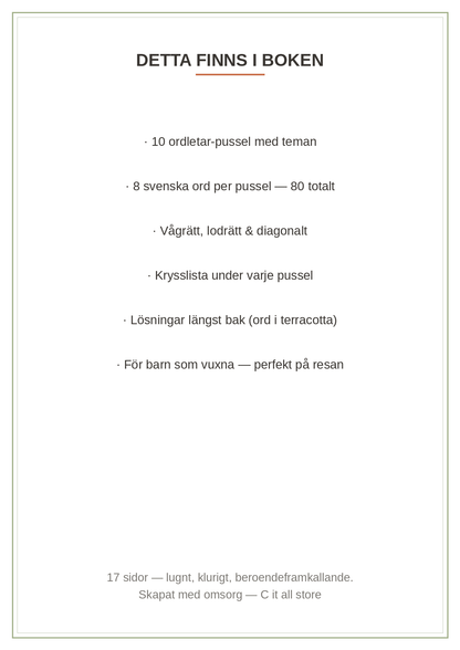 Ordletar-boken vol. 1 — 10 teman, 80 svenska ord att hitta + lösningar (printbar PDF)