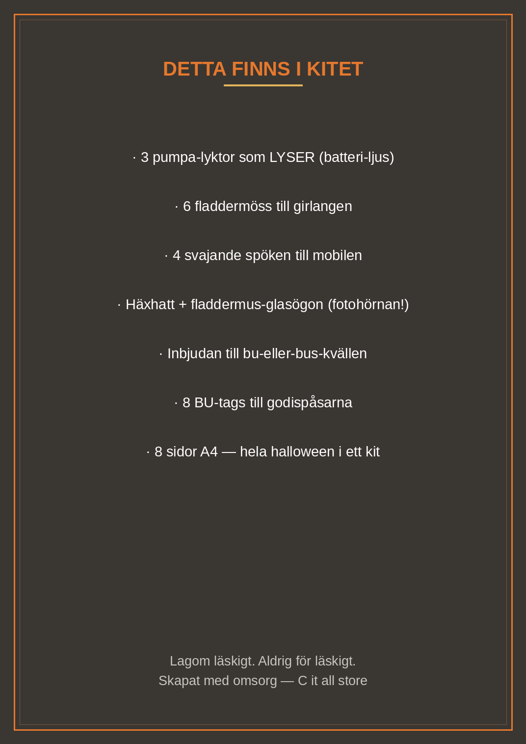 Halloween-pyssel — pumpa-lyktor, fladdermus-girlang, spök-mobil, häxhatt, inbjudan & BU-tags (printbar PDF)