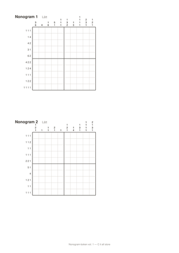 Nonogram-boken vol. 1 — 24 bildpussel med lösningar (printbar PDF)