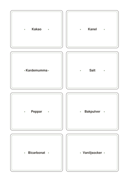 Skafferietiketter — 40 svenska etiketter att skriva ut (printbar PDF)