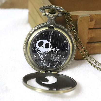 Retro flip quartz pocket watch