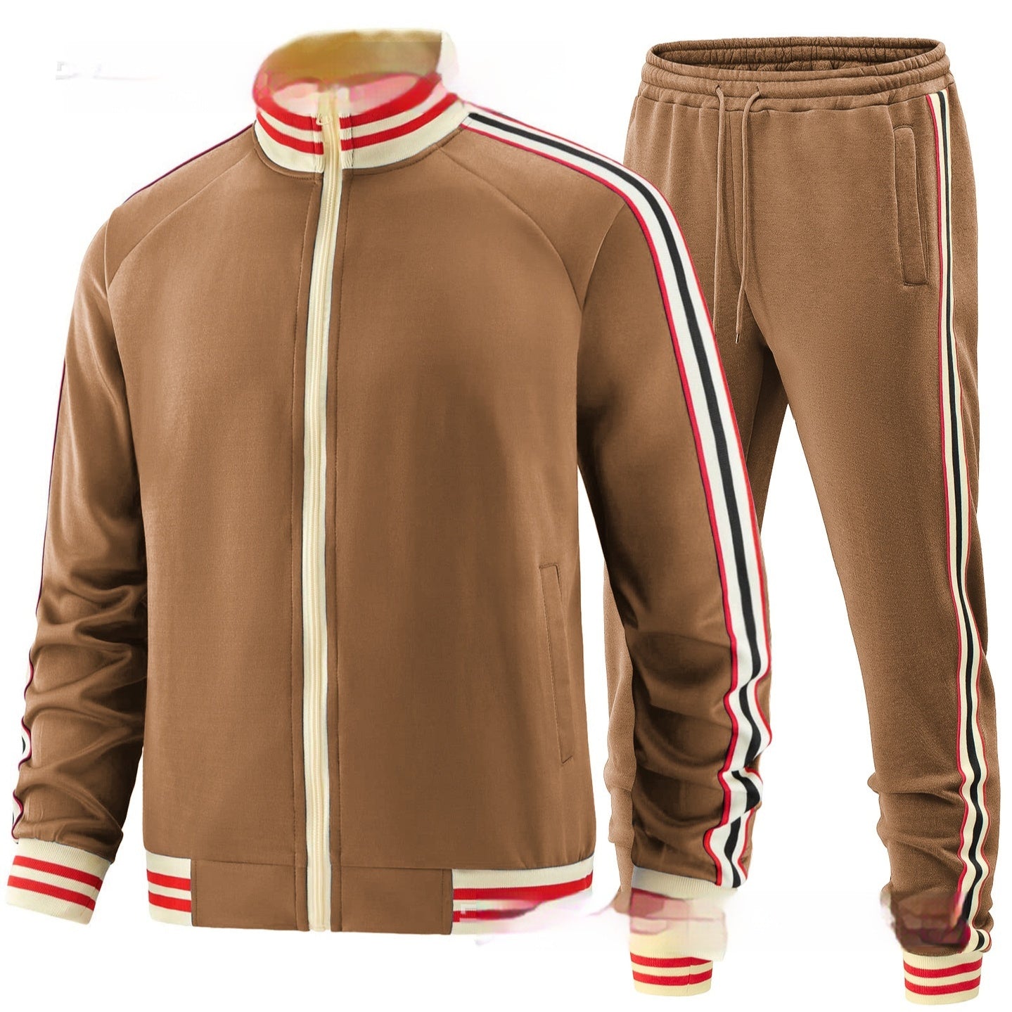 Men's Casual Sports Suit Color Matching Two-piece Set