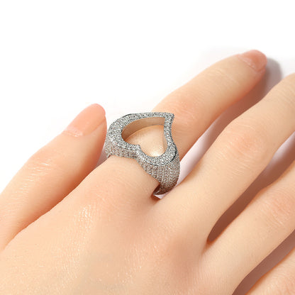 Mode Personlighet Hollow Heart Zircon Ring