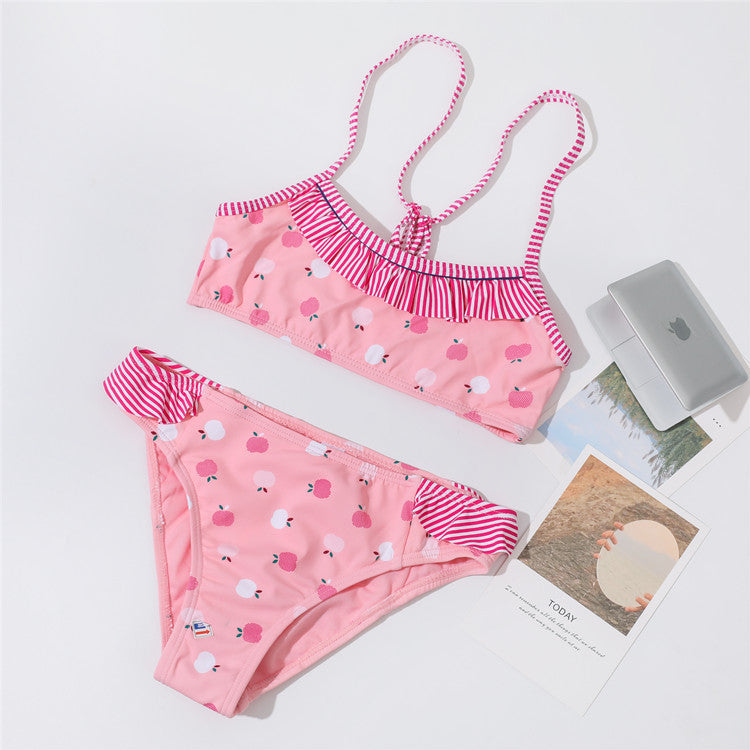 Maillot de bain fendu simple et mignon pour filles, à la mode