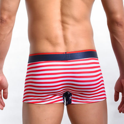 American flag printed ribbed boxers