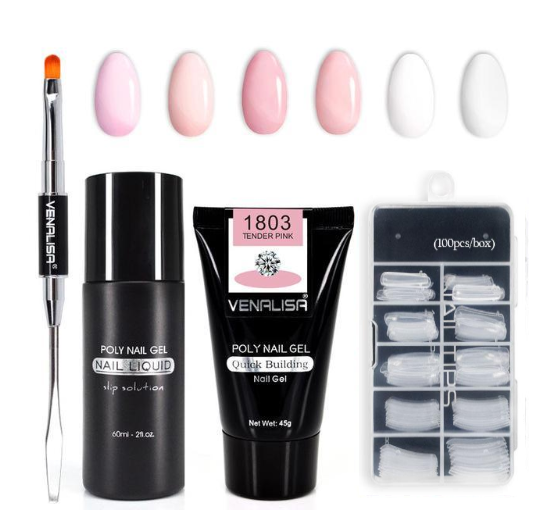 Venalisa Poly Gel à ongles Kit ongles Fesign constructeur Gel à ongles acrylique Transparent cristal Coumuflage ensemble ongles étendre gelée Gel vernis