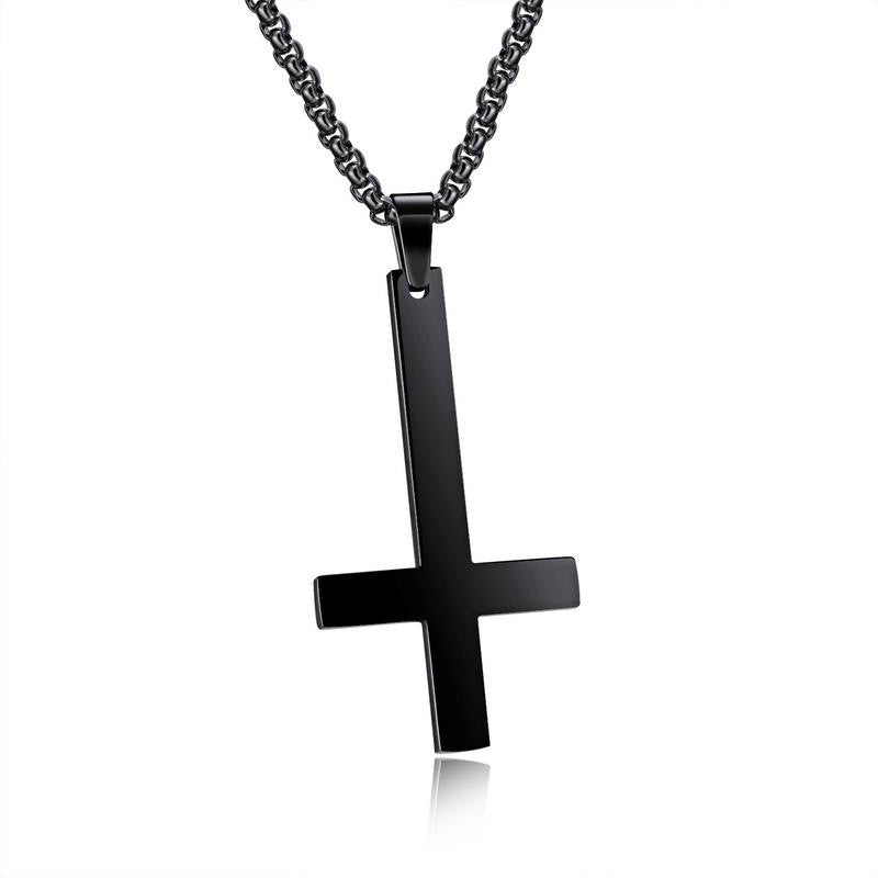 Collier homme croix inversée en acier inoxydable