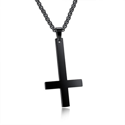 Collier homme croix inversée en acier inoxydable