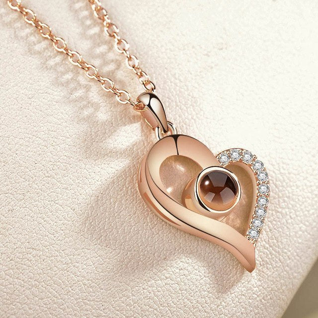 Mode 100 langues je t'aime Projection Couple pendentif rond romantique amour mémoire amoureux de mariage collier cadeaux 