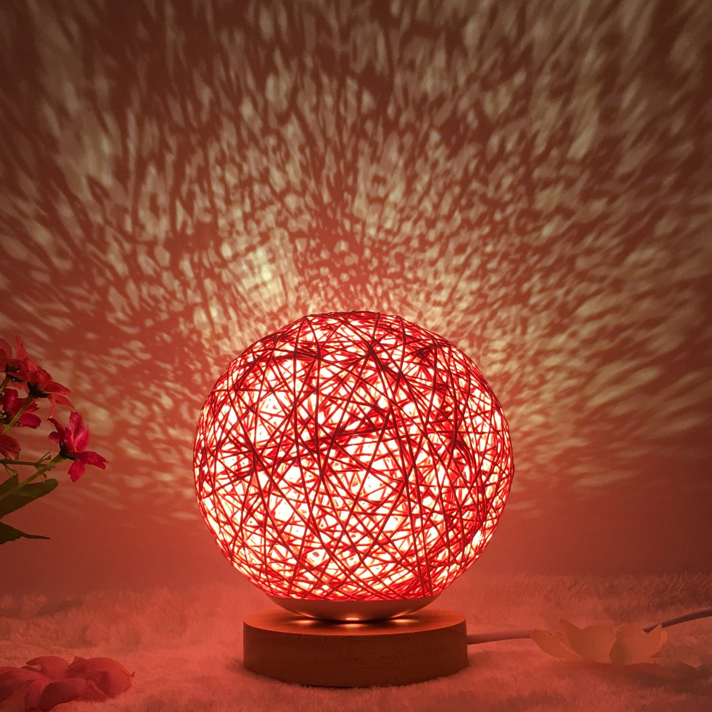 Amazon Hot säljning Creative linn Bordlampa Novel och Unik LED intelligent USB7 färg RGB16 färg fjärrkontroll Rattan Balla Lampa