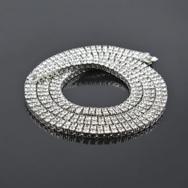 Alloy Diamond 2 Row Hip Hop Necklace