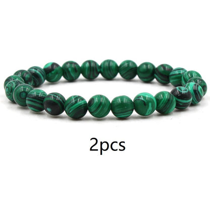 Matte black matte stone malachite couple bracelet bracelet