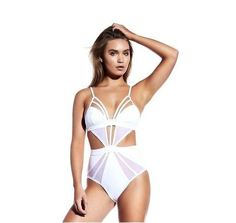 Kvinnor sommarbaddräkter Sexiga ärmlösa baddräkt i ett stycke Hollow Out Monokini Push Up Sheer Bikini Badkläder Strandkläder S-XL 