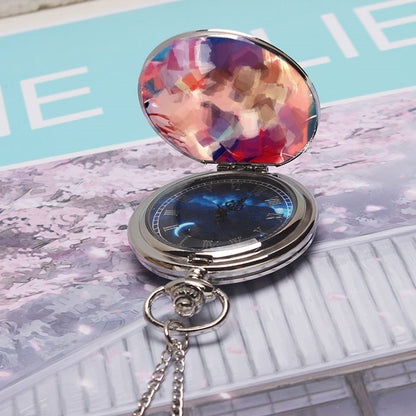 DIY Custom Photo Retro Flip Quartz Pocket Watch