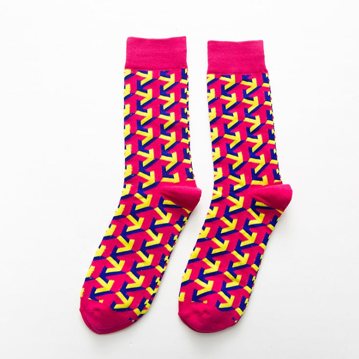 Ny mode Style Socks Kort kyckling geometri mönster Roliga bomullsockor