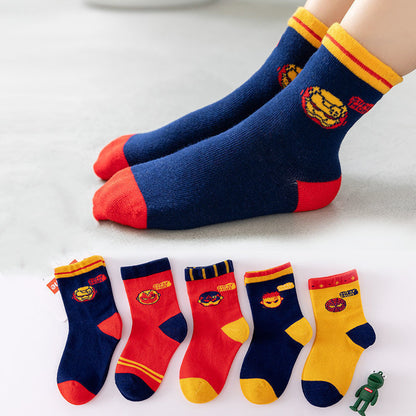 Chaussettes en coton pour enfants, Tube moyen, chaussettes épaisses pour bébé dinosaure