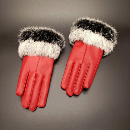 Rabbit hair mouth fashion gloves