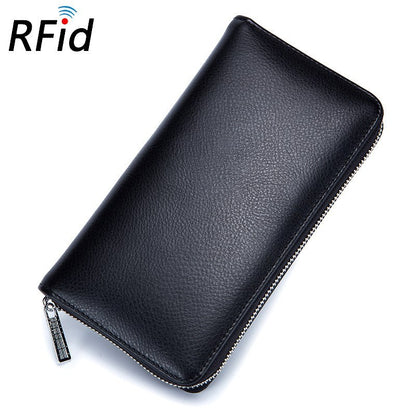 Portefeuille Rfid en cuir véritable de vache pour hommes, nombreux départements, 36 fentes, porte-carte, poche pour téléphone portable, pochette longue 