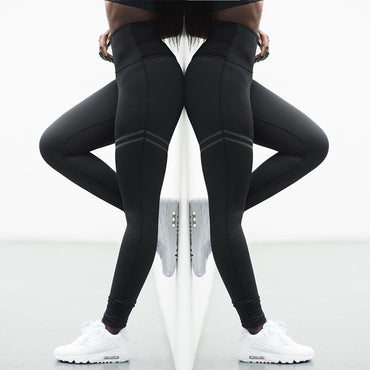 Pantalon de yoga extensible à rayures transfrontalières, taille haute, couleur unie, pantalon de fitness à neuf points