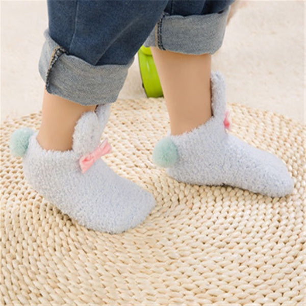 Winter Coral Fleece Baby Girls Socks Newborn Soft Cute Rabbit Baby Socks