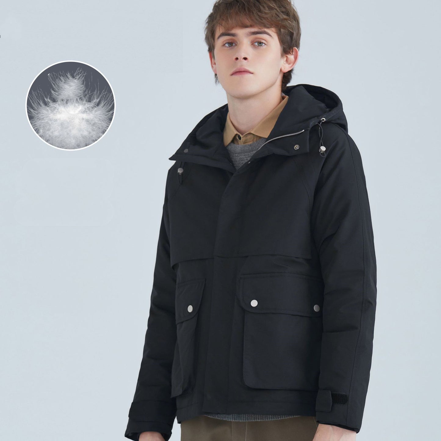 All-match Kort Vit Duck Dun Hood Jacket Herr