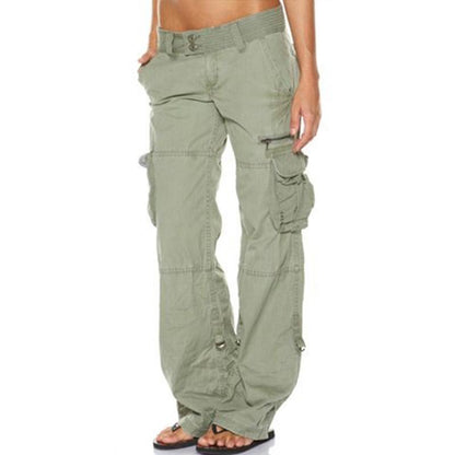Women's Multi Pocket Casual Loose Straight Cargo Pants