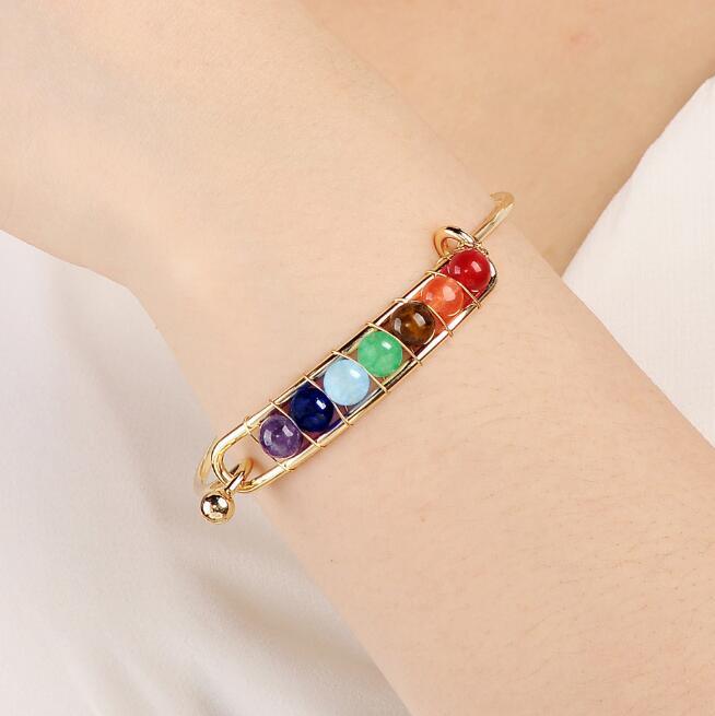 Boho berlock silverarmband naturstenar pärlor armband 7 chakra healing balans armband armband smycken presenter för kvinnor