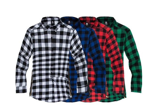 Mens Fashion Hip Hop Shirts Streetwear Urban Clothing Hiphop Men Clothes Plaid Zipper Shirt