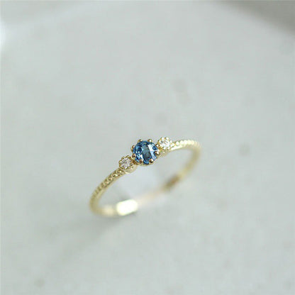 ROMAD Ocean Blue Rhinestone Rings Dam storlek 105 Guld Silver Finger Ringar för bröllopsförlovning Enkla Bohemian Rings