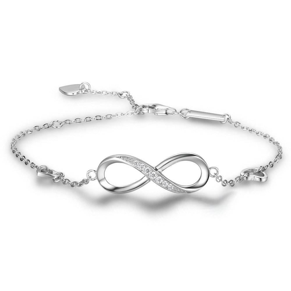 Infinite Love 925 Sterling Silver Armband För Kvinnor Justerbara Bröllop Armband &amp; Armband Jubileumspresentjuvel