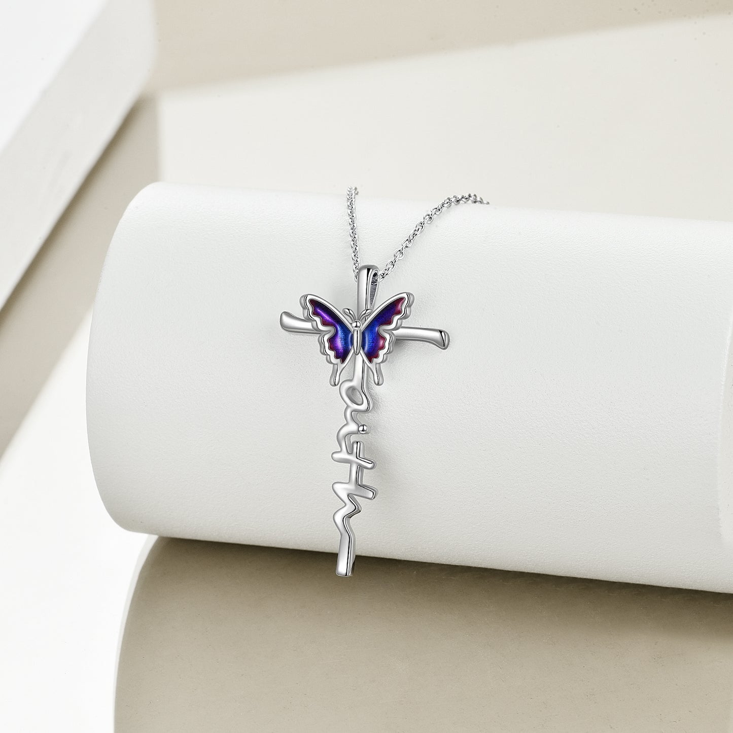 Sterling Silver Butterfly Cross Necklace Jewlery Gifts for Women