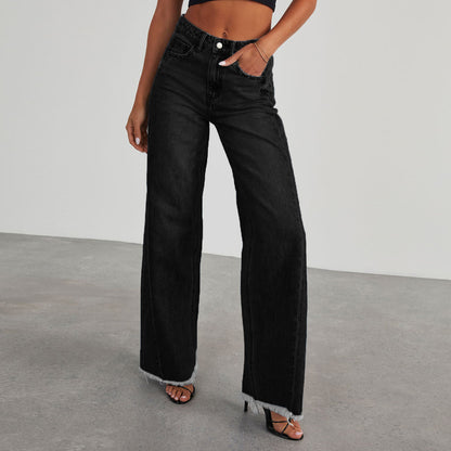 Fashion High Waist Jeans With Pockets - Comfortable Slim Fit