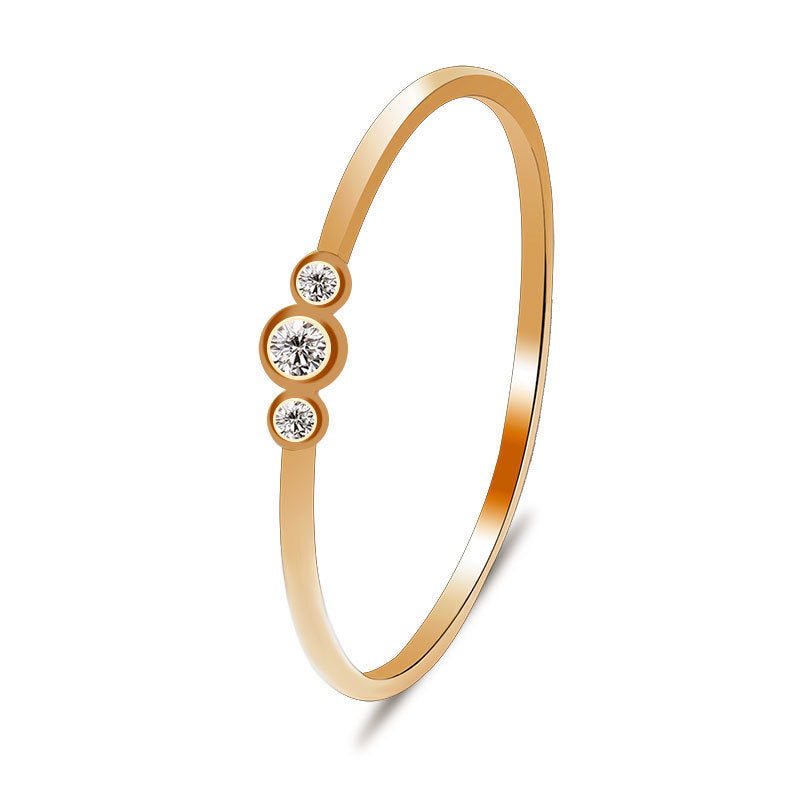 Bagues jointes trois diamants cuivre zircon