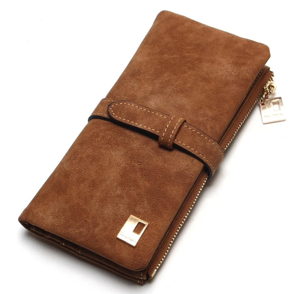 Korean version of the retro matte leather two-fold draw long wallet multi-card lady wallet