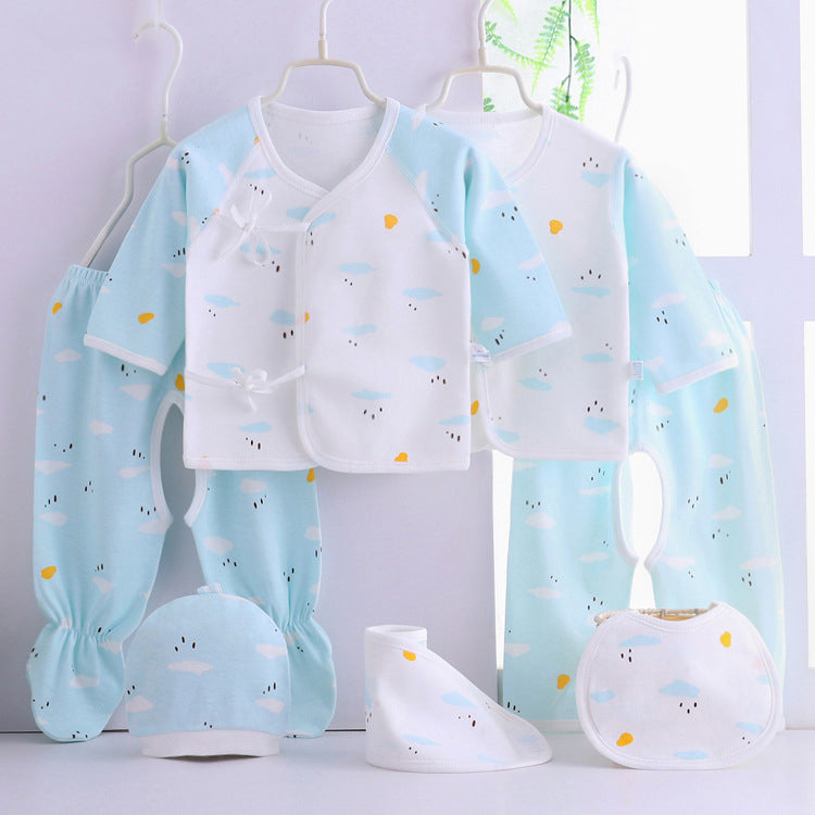 Vêtements pour bébé sept pièces, sous-vêtements pour nouveau-nés en coton couleur