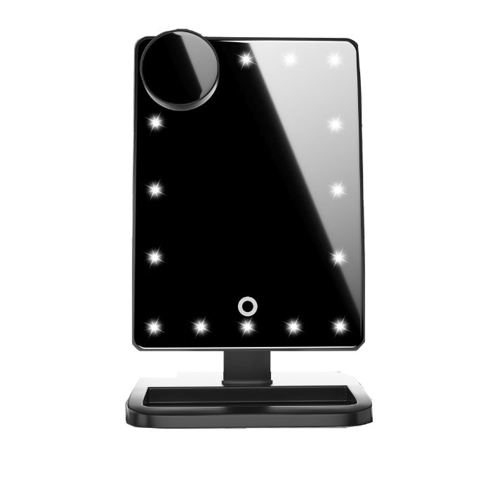 Miroir de maquillage à écran tactile avec 20 lumières LED, haut-parleur de musique Bluetooth, miroirs grossissants 10X