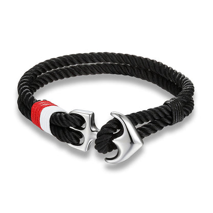 Högkvalitativa ankararmband Herr Charm Nautisk Överlevnadsrep Kedja Paracord Armband Manlig Wrap Metall Sport Krokar 