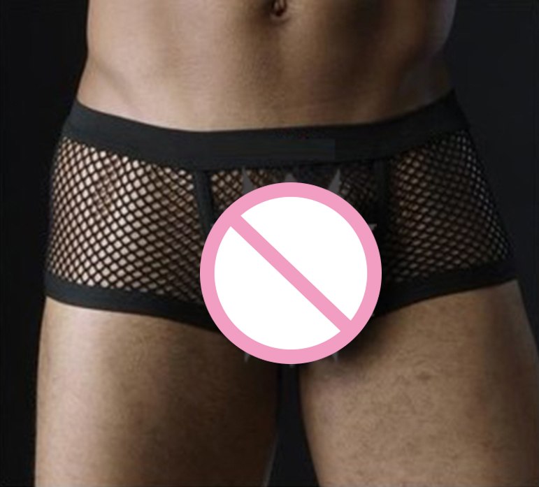 Svart Vit Sexiga Herr Boxershorts Transparent Mesh Se Through Erotiska kalsonger Lågväxt man Sex Underkläder Underkläder Trunk