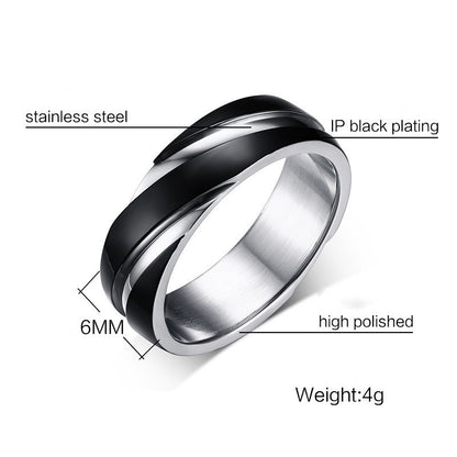 Black Titanium Steel Twill Men's Ring