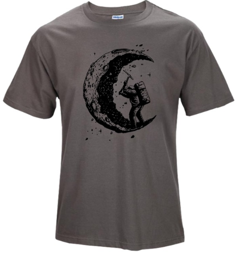 Digging The Moon Print Casual Herr O-ringade T-shirts Mode Herrtröjor Herr T-shirt Kortärmad Herr T-shirt 