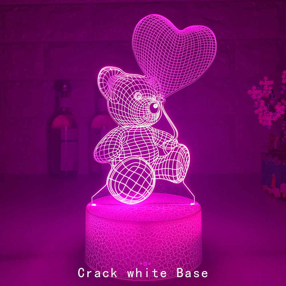 Love Bear Series 3D ljus Creative Night Light LED Visuellt Ljud