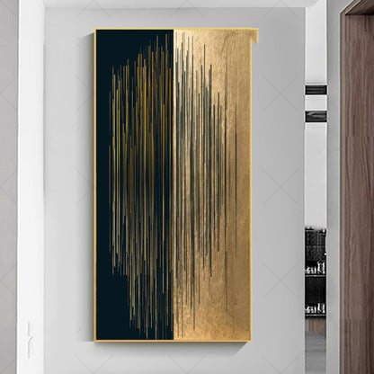 Modern Minimalist Abstract Black Gold Lines Canvas Painting Home Gallery Decor