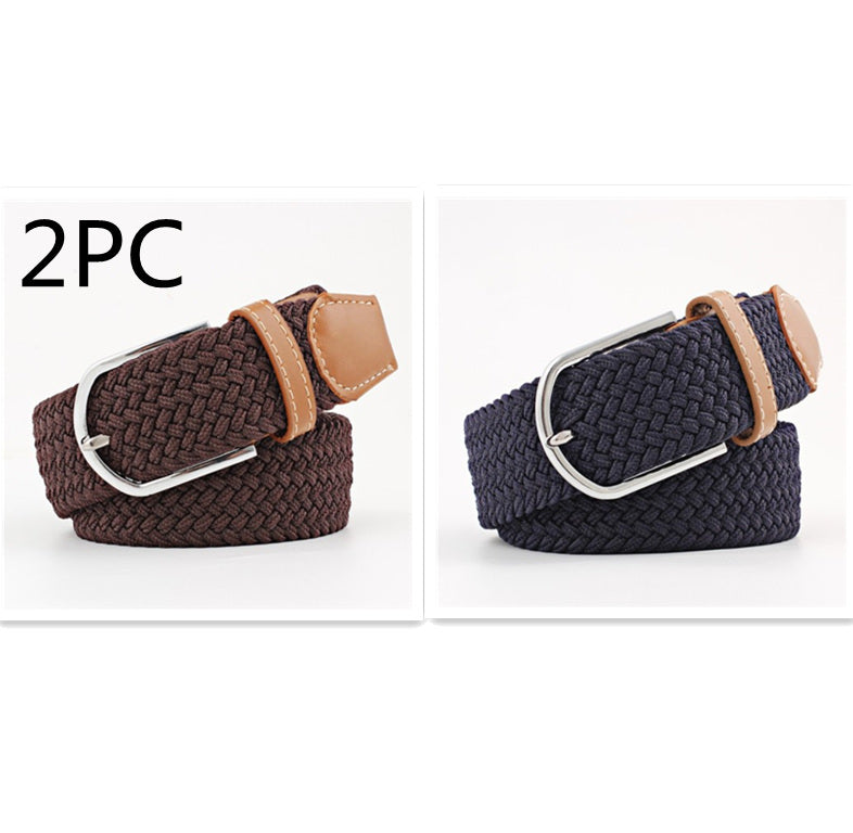 Women's Canvas Student Casual Stretch Braided Needle Buckle Belt - Youthful Confidence