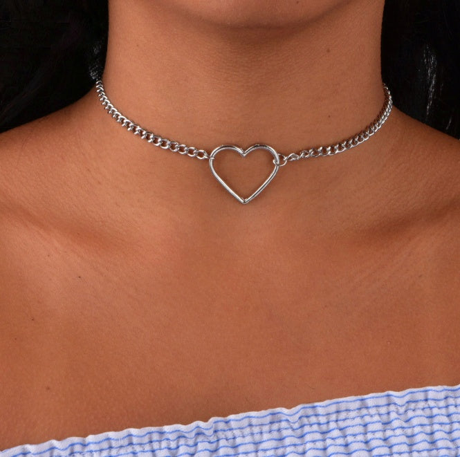 Ny mode smycken ihåliga hjärta choker halsband.