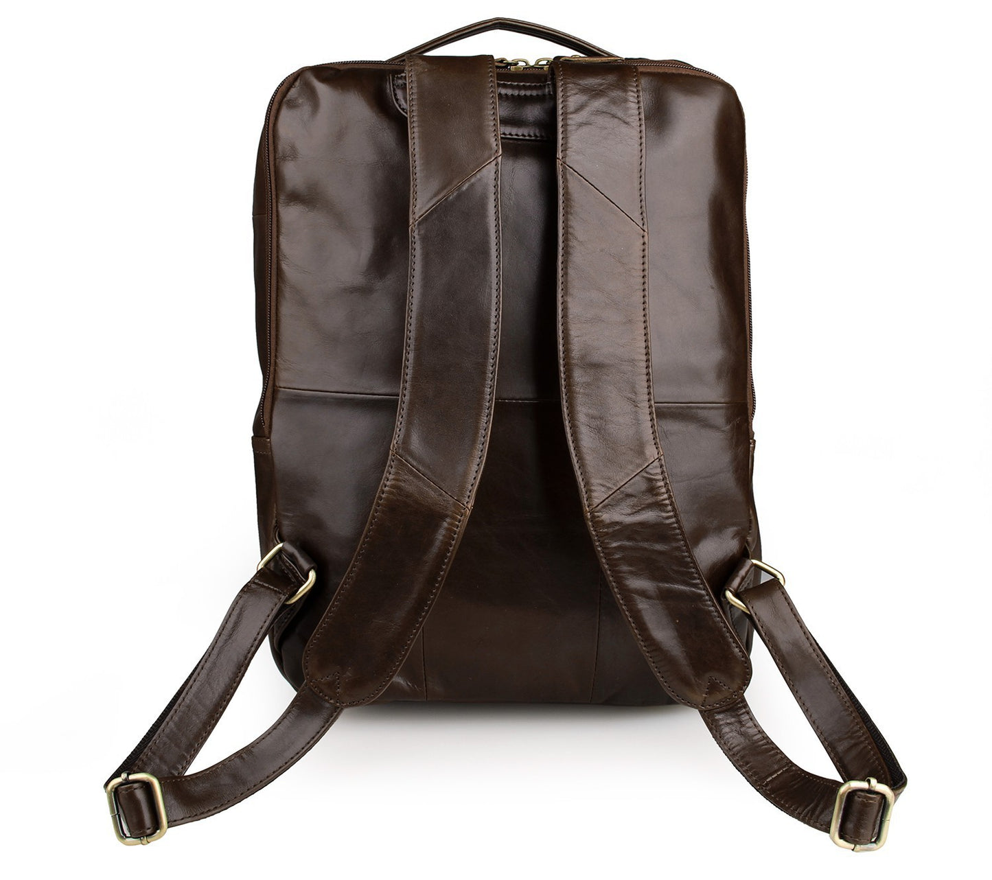 Top layer leather computer backpack