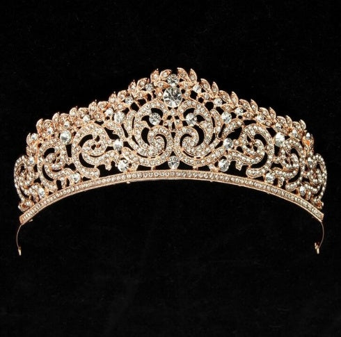 Nytt mode Barock Lyx Crystal AB Brudkrona Tiara Ljus Guld Tiara Tiara för kvinnor Brud Hår Bröllopstillbehör